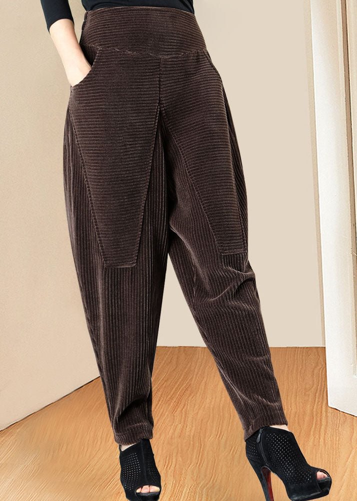 Boutique Coffee High Waist Pockets fashion Winter Pants CK628- Fabulory