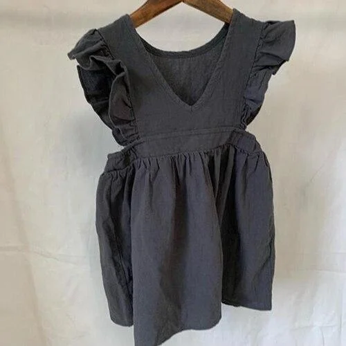 2020 New Summer Baby Girls Dresses European America Toddler Kids Girl Dress Casual Linen Clothing Ruffles Sweet Princess Dress