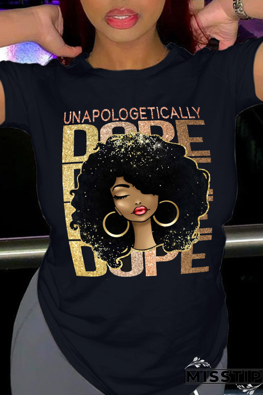 Black Casual Street Print Letter O Neck T-Shirts