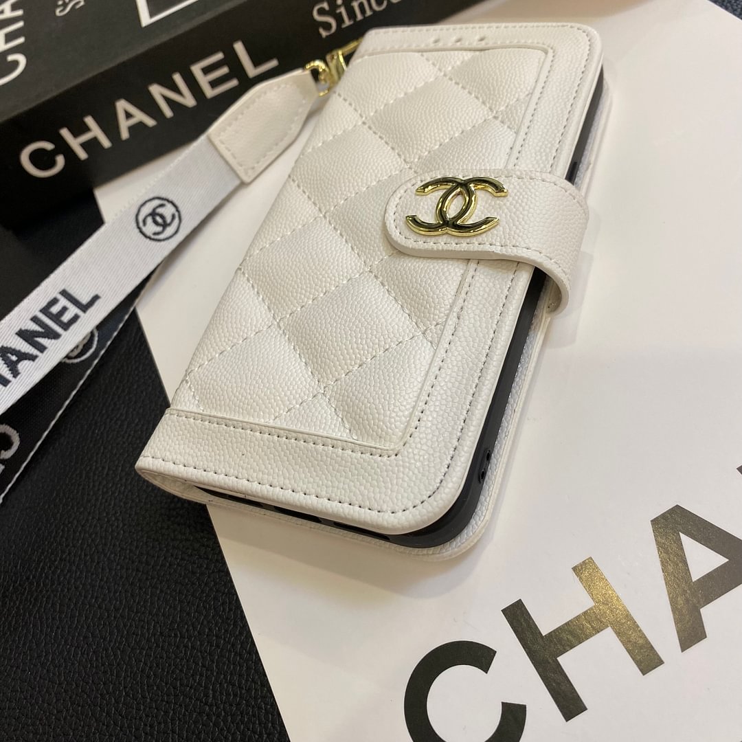 Chanel Genuine Leather Wallet Leather Crossbody Bag Apple iPhone Case