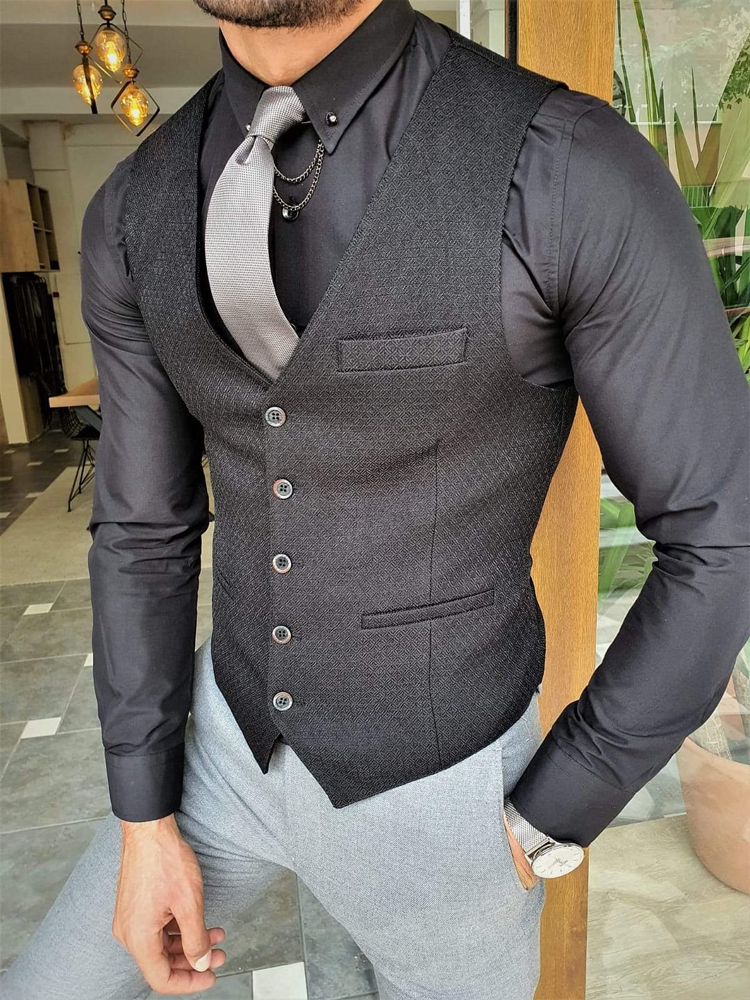 Mason Slim Fit Special Edition Black Vest