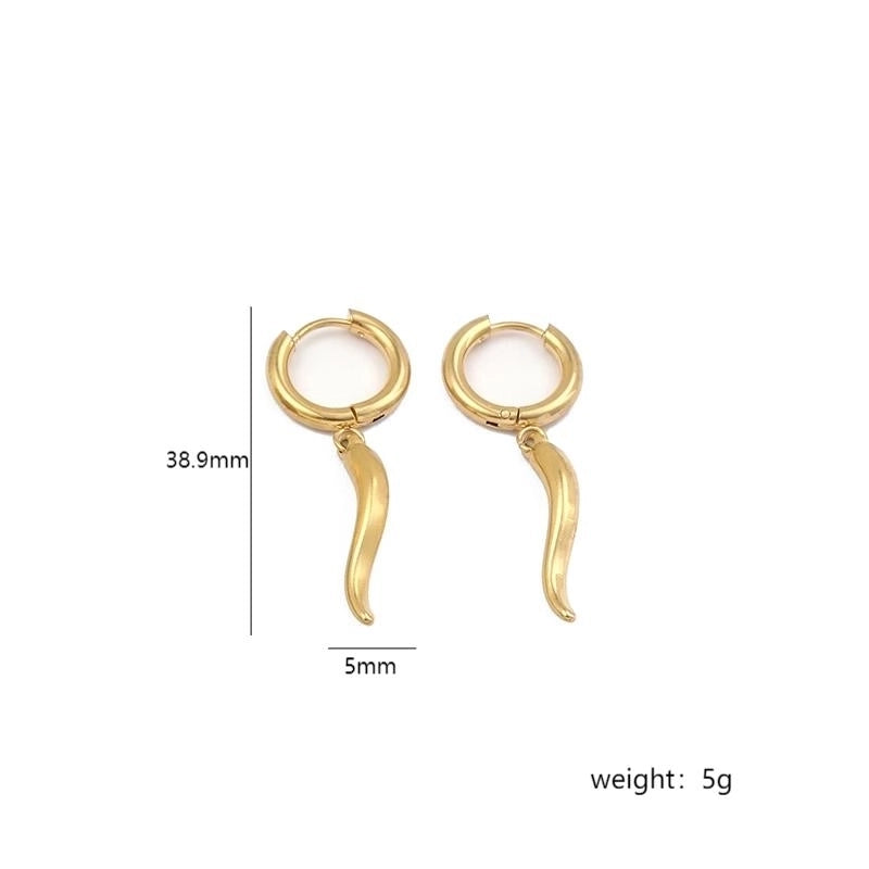 Stainless Steel 18K Gold Plated Minimalist Plating Chili Drop Earrings