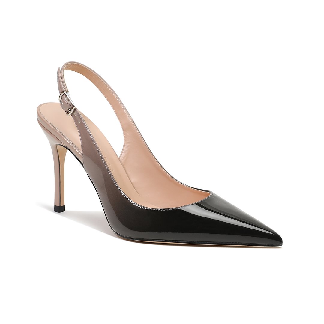 90mm Mid Heels for Women Slingback Pumps Sandals Pointed Toe Pumps -MERUMOTE