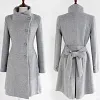 Mid Length Single Breasted Belted Wool Coat