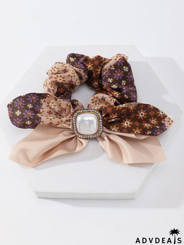 Bow & Rhinestone Decor Hair Tie