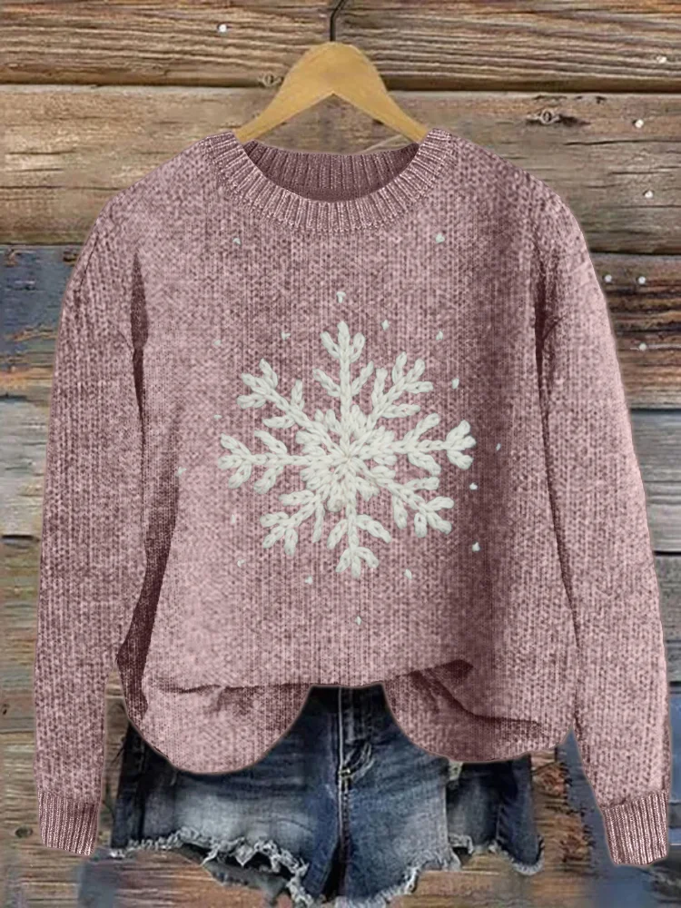 VChics Snowflake Crochet Knit Cozy Sweater
