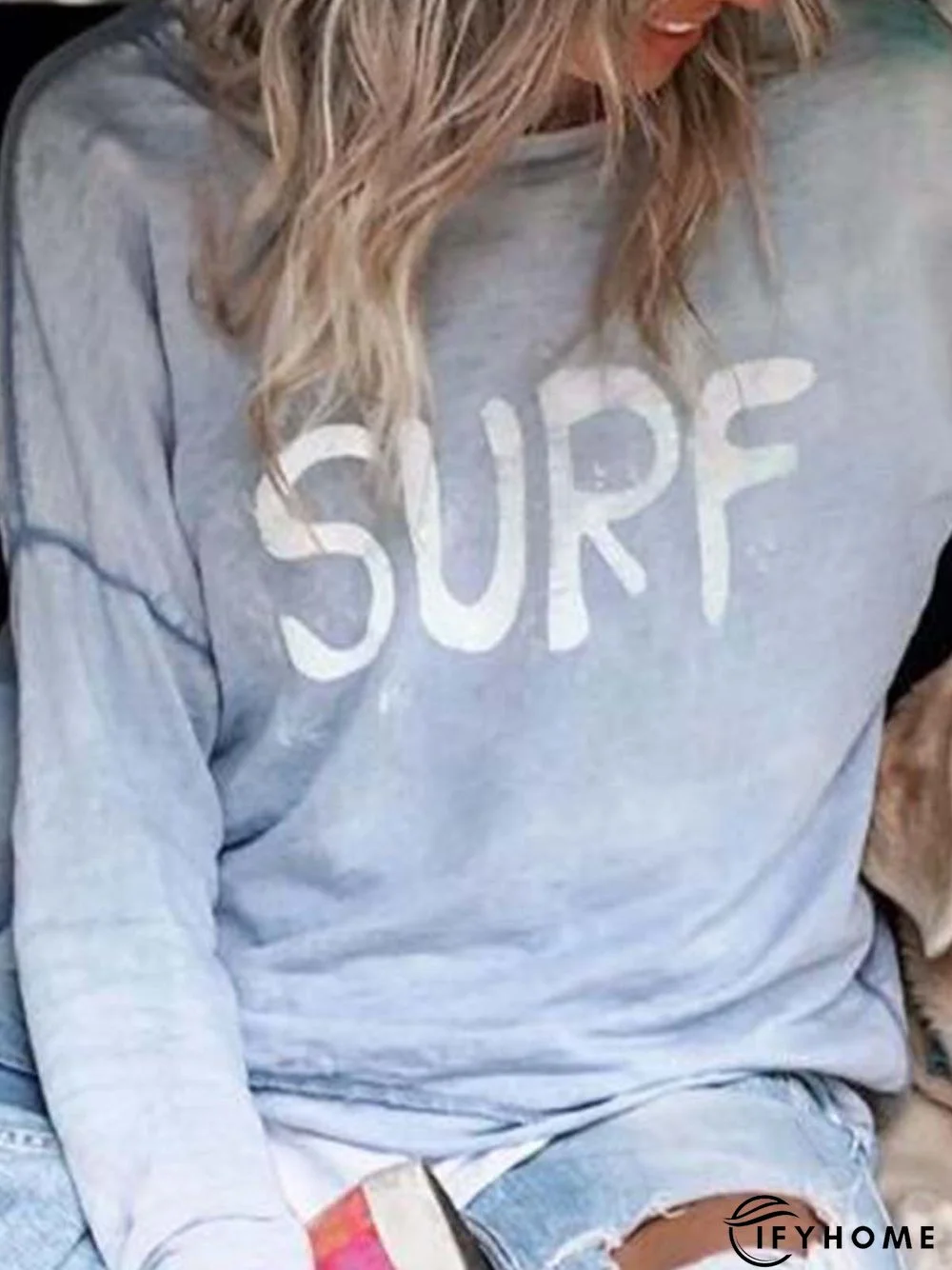 Casual Letter Long Sleeve Printed T-shirt | IFYHOME