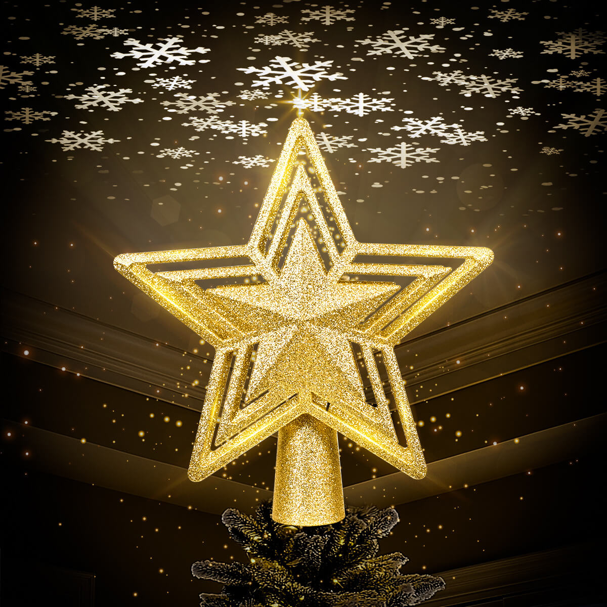 LED Star Projection Treetop Decoration