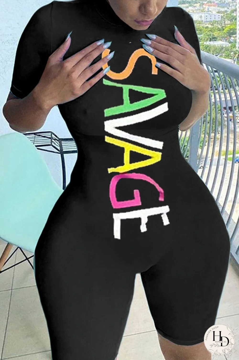 Orange Casual letter Short Sleeve Jumpsuits