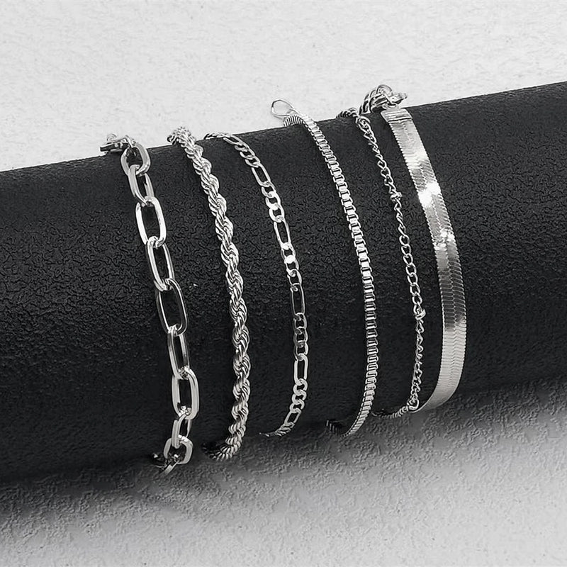 Jewelry Simple 5-piece Bracelet Set Fashion Metal Clip Bead Chain Combination Women’s Bracelet