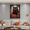(Big Size)Black Cat And Rose - 11CT Stamped Cross Stitch - 40*60cm