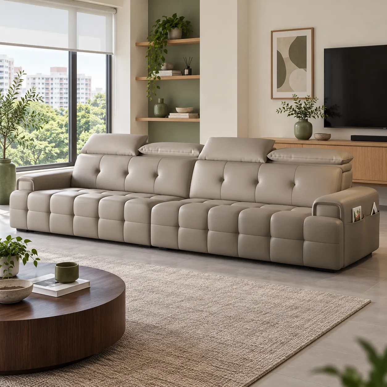 821 High-Back Sofa - Taupe — Room setting
