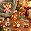6PCS DIY Christmas Pearl Diamond Painting Brooch Kit for Adults, Wearable Pins