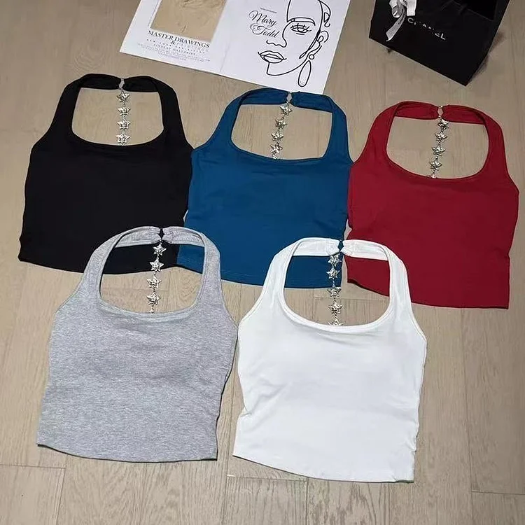 Noelle Halter Embellished Neck Built-In Top