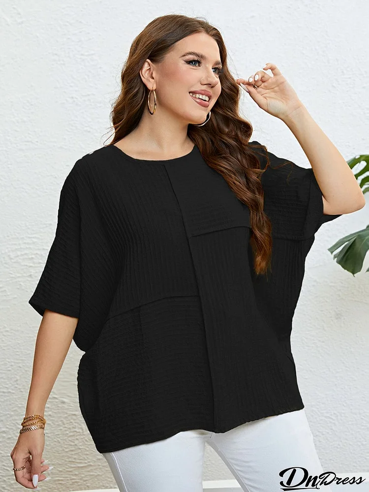 Plus Size Seam Detail Half Sleeve Top