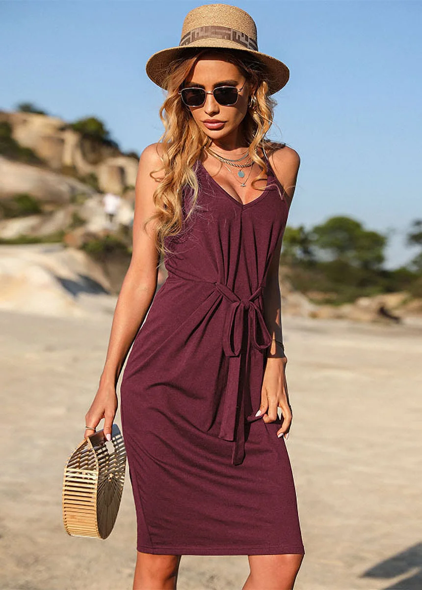 Solid Pleated Halter Dress