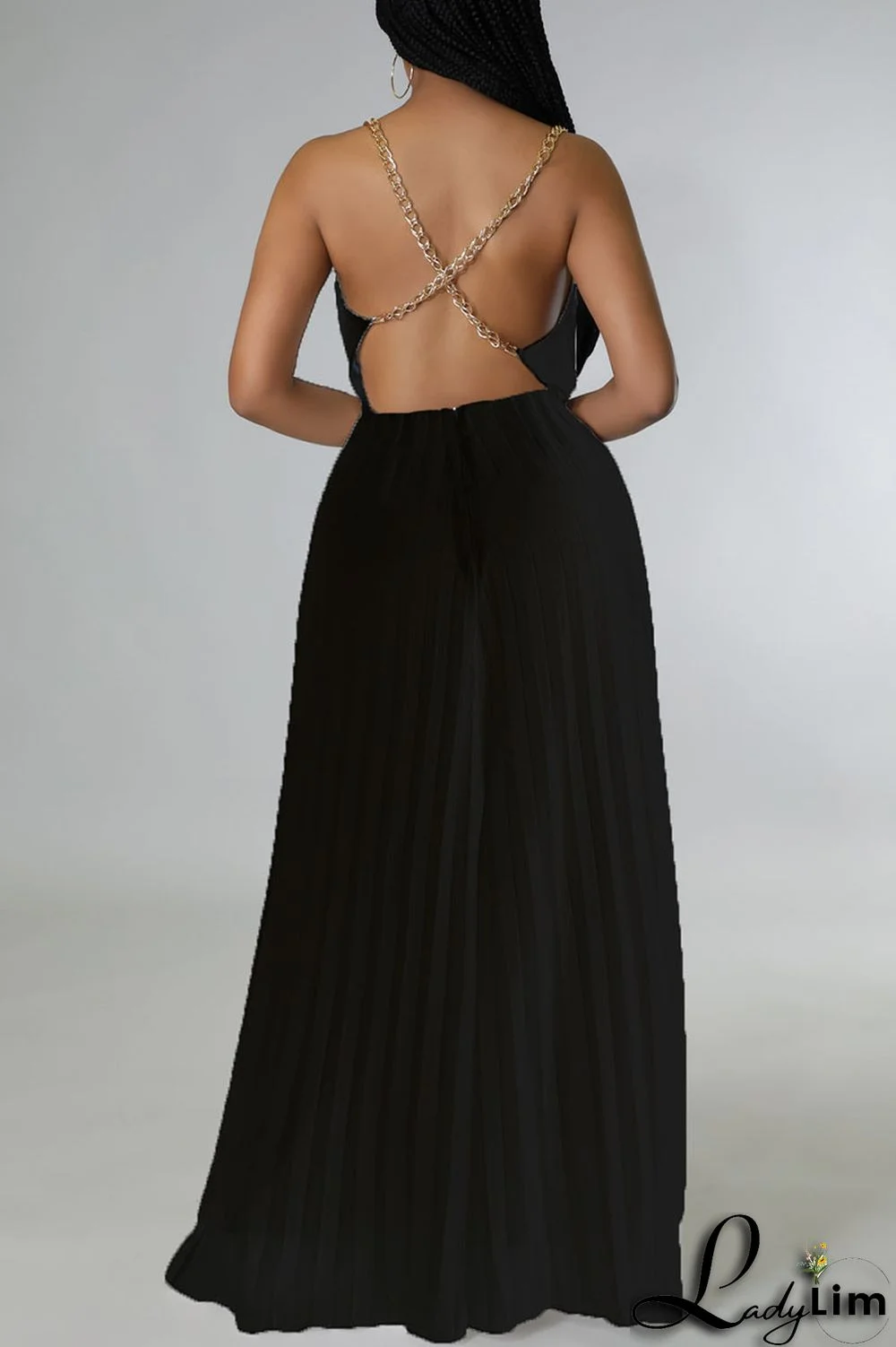 White Elegant Solid Patchwork Backless Fold Straight Jumpsuits