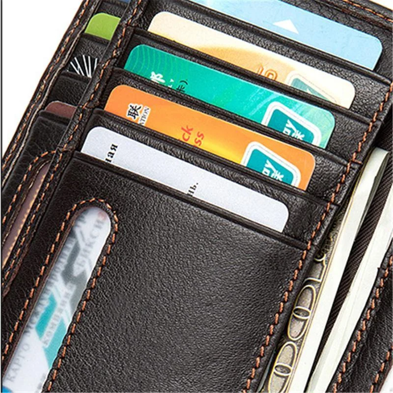 Men's Vintage Style Business Large Capacity Leather Buckle Retro Wallet