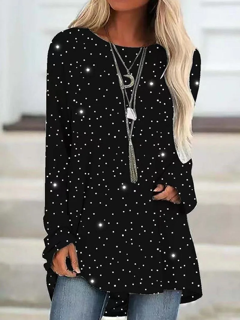 Knit sweater loose large size casual sequined T-shirt top