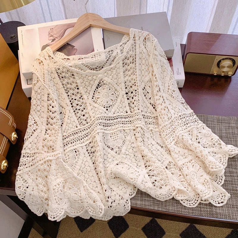 🌸New arrival 40% OFF!🌸Crochet Open Knit Flower Pattern Top