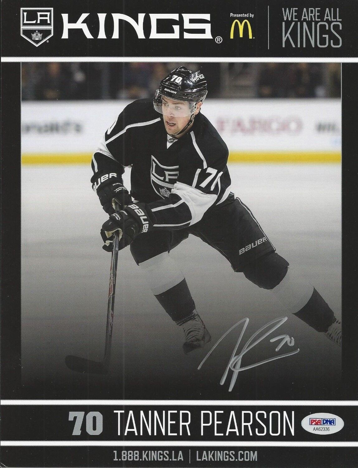 Tanner Pearson Signed Los Angeles Kings 8x10 Photo Poster painting PSA AA62336