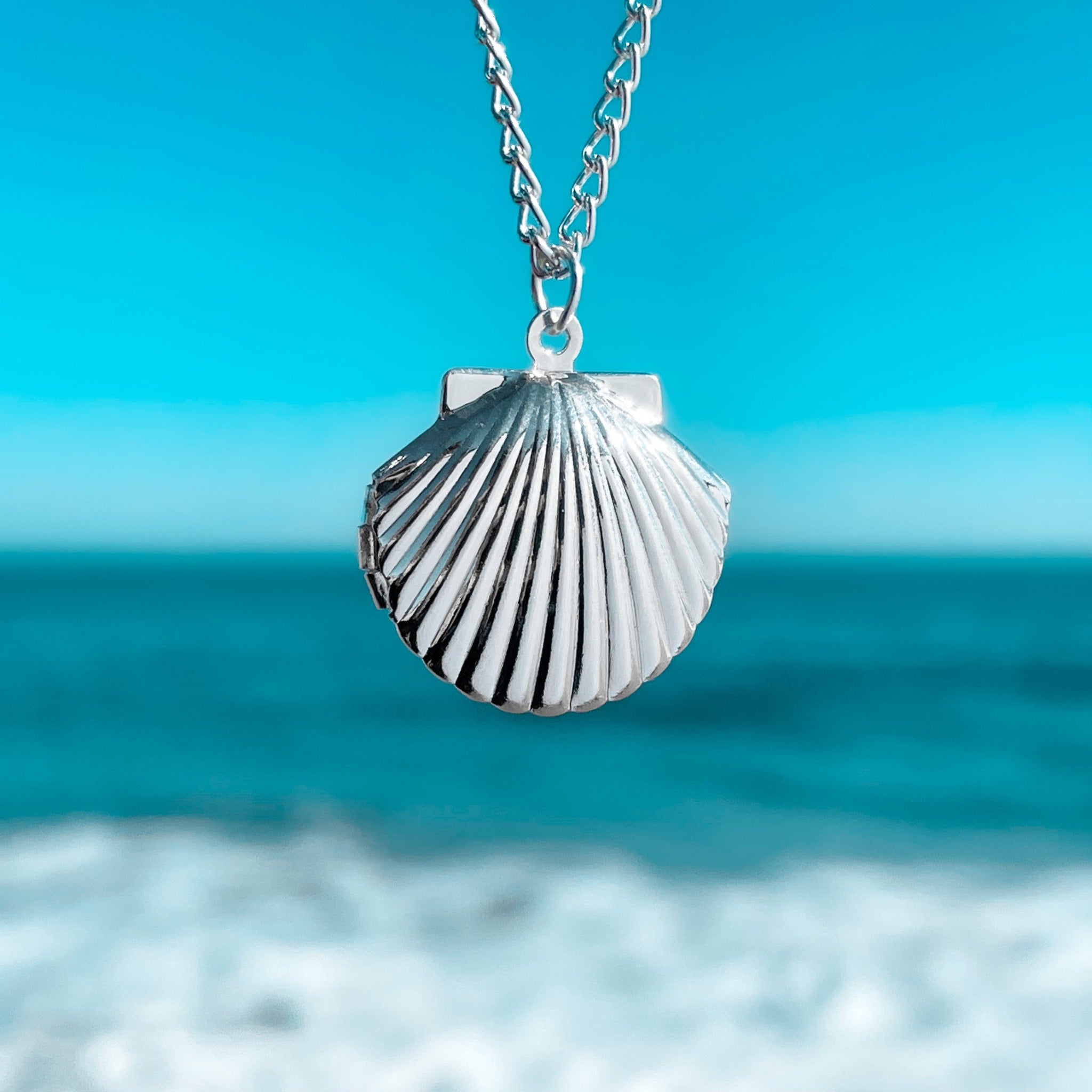 Fan Shell Locket Necklace