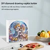 Christmas Acrylic DIY 5D Diamond Art Painting Napkin Holder Rack Set (Cat)