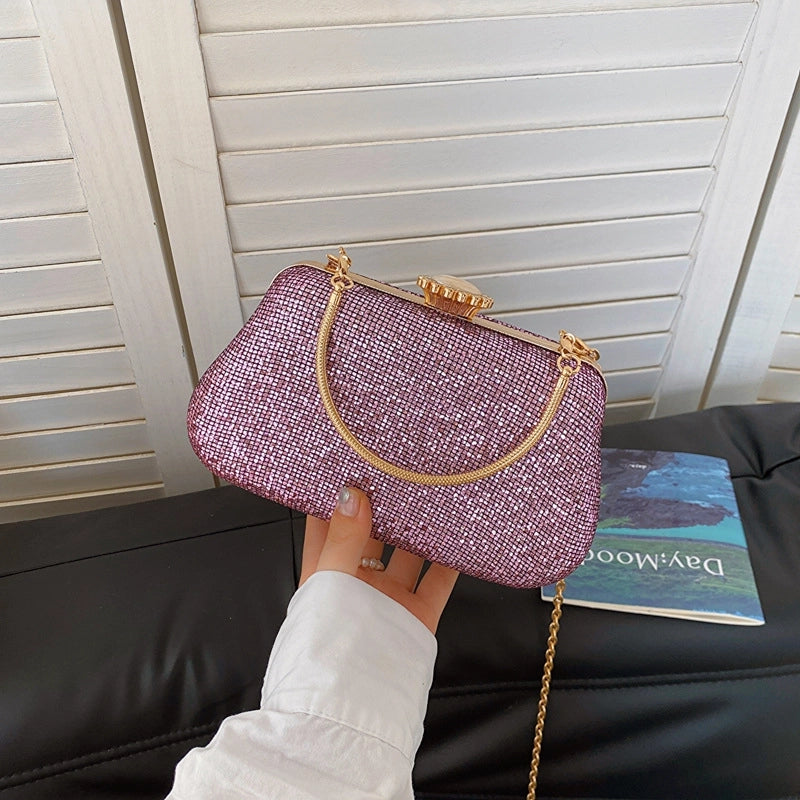 Women's Medium Polyester Solid Color Elegant Vintage Style Square Lock Clasp Evening Bag3
