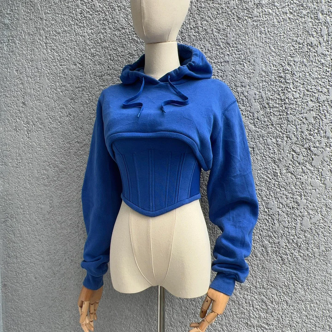 Women's Fashion Tight Back Lacing Corset Solid Color Top Set