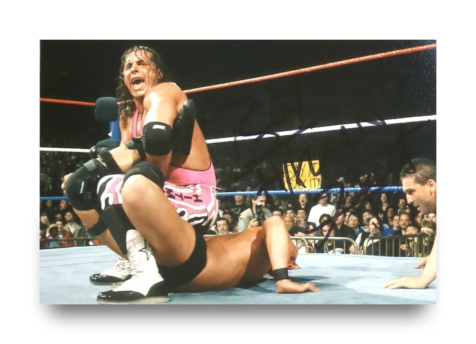 Bret 'Hitman' Hart Signed 6x4 Photo Poster painting WWF WWE Royal Rumble Wrestler Autograph +COA