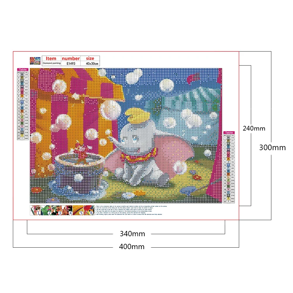 Full Round Diamond Painting 40*30cm - Baby Elephant