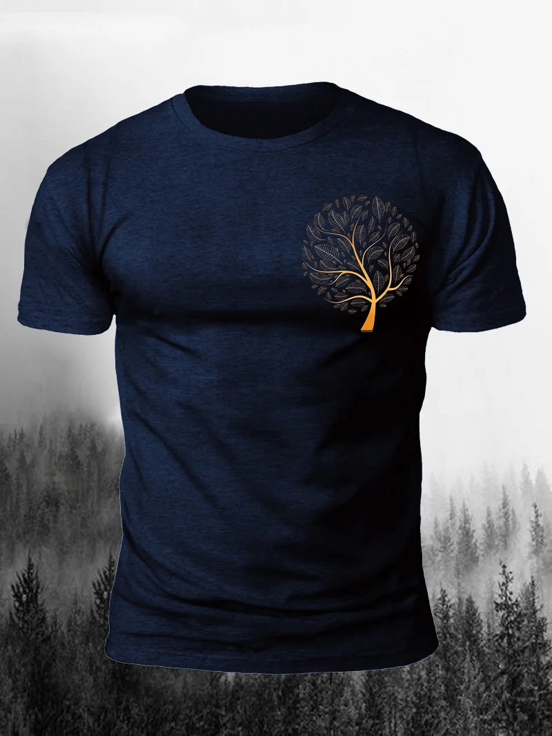 Golden Tree Of Life Print Short Sleeve Men's T-Shirt in  mildstyles