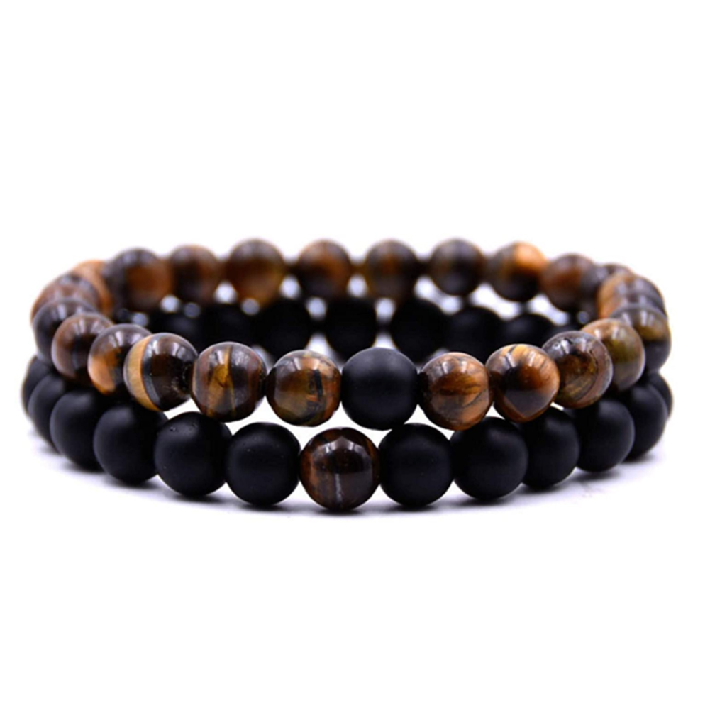 

Natural Stone Set Bracelet Couple Volcanic Tiger Eye Elastic Line Bracelet, 501 Original