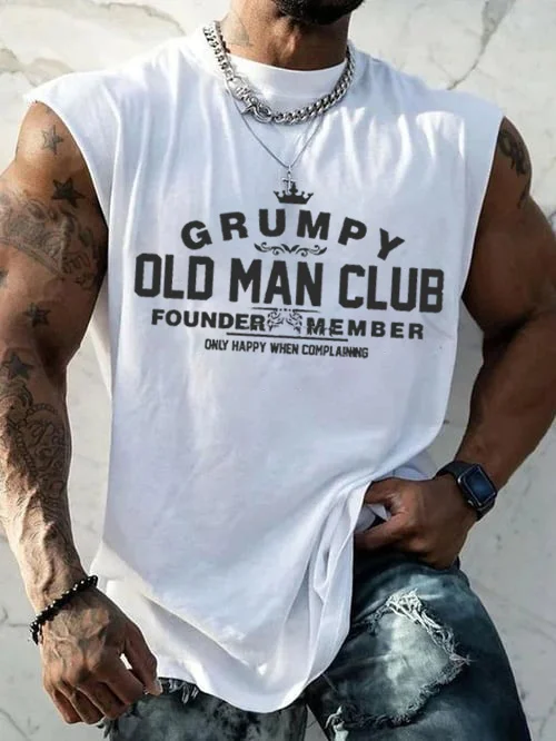 Grumpy Old Man Club Print Men Tank Top socialshop