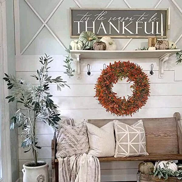 Artificial Red Boxwood Wreath Fall Wreaths 2021