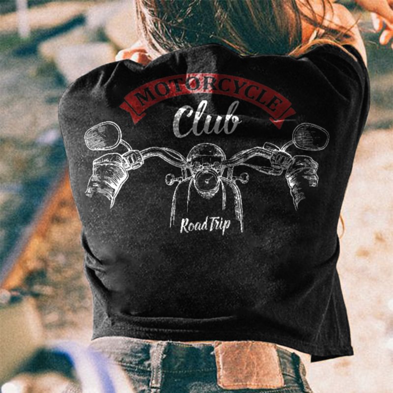 Motorcycle Club Print Daily Women's T-shirt Designer