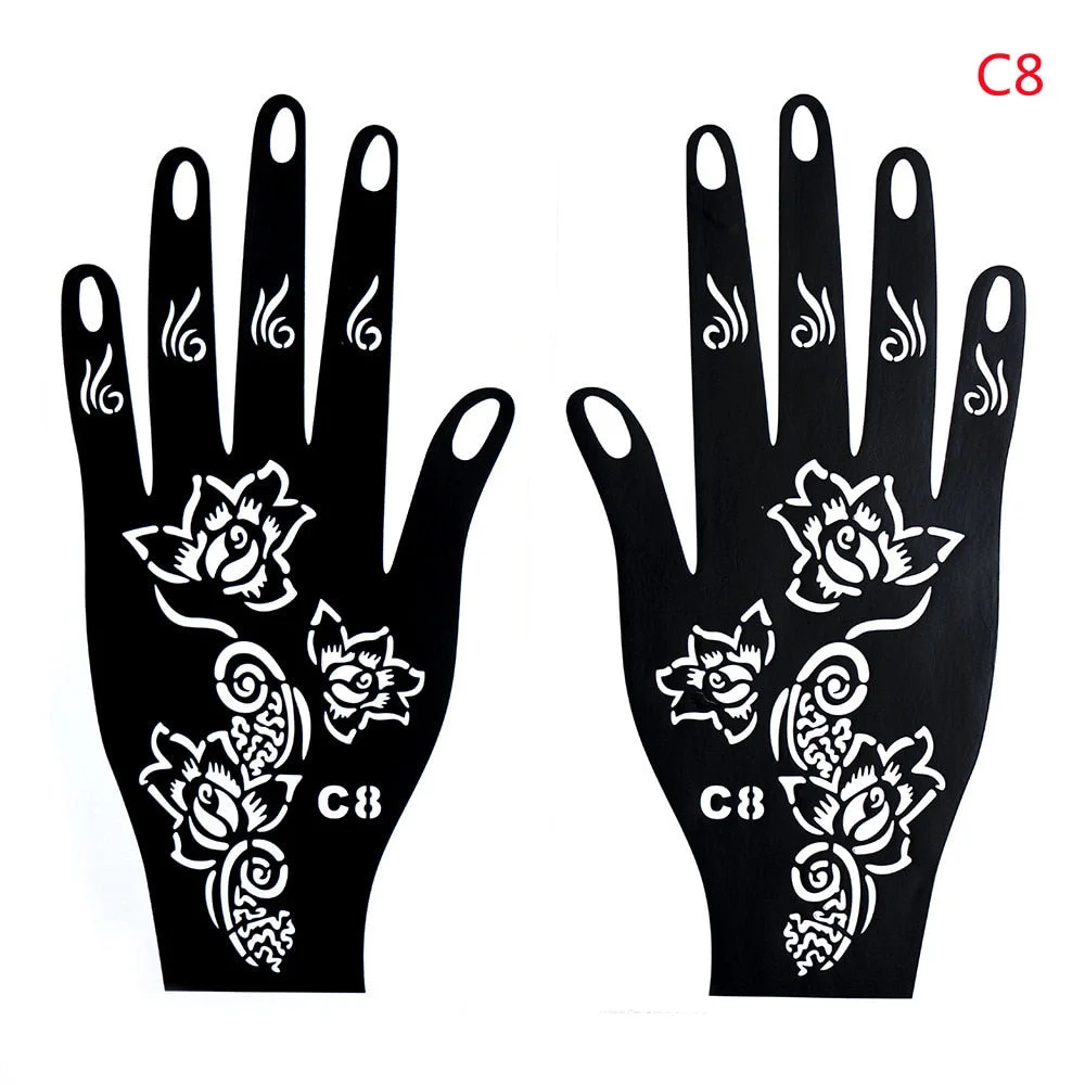 1PC Multiple Professional Henna Stencil Temporary Hand Tattoo Body Art Sticker Template Wedding Tool India Flower Tattoo Stencil