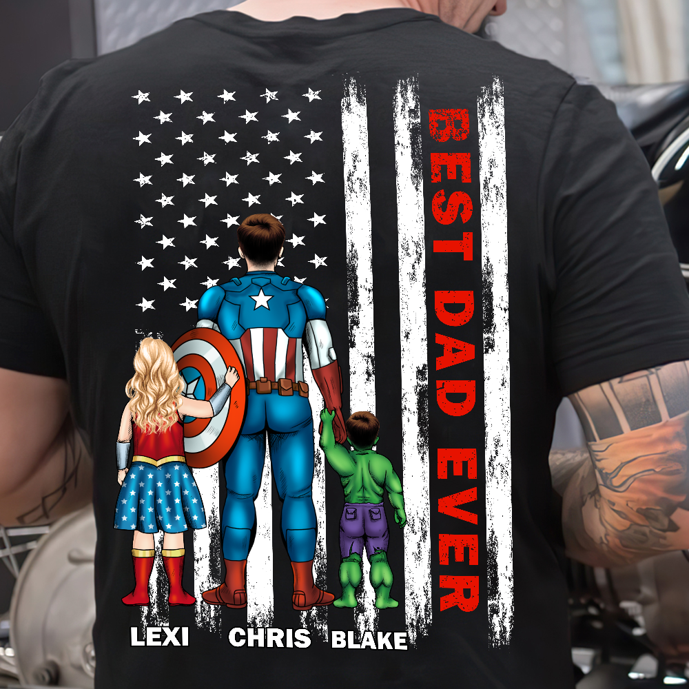 Loveyoufancy Hero Dad and American Flag - Personalized Father's Day Gifts For Dad Shirts