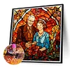 Diamond Painting-DIY Full Round Drill Stained Glass Elderly Couples(40*40 CM)