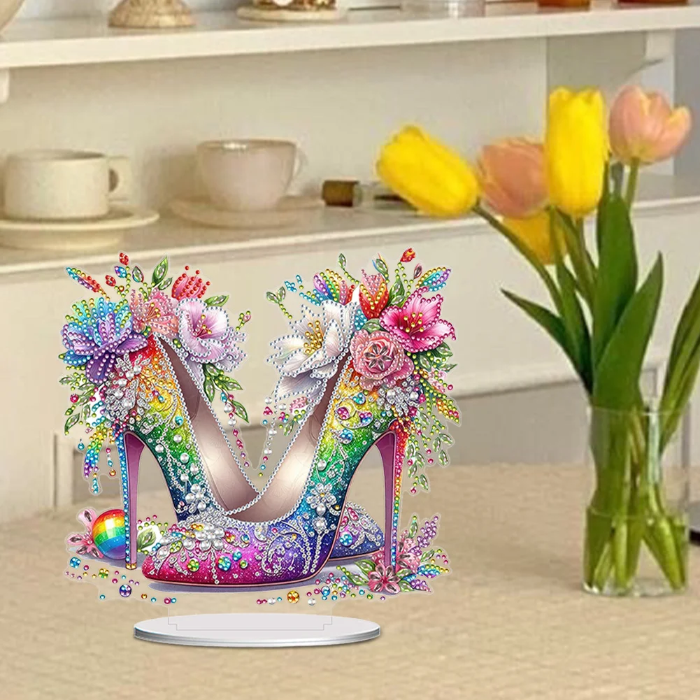 5D DIY High Heels Acrylic Special Shape Diamond Painting Desktop Ornament for Beginner