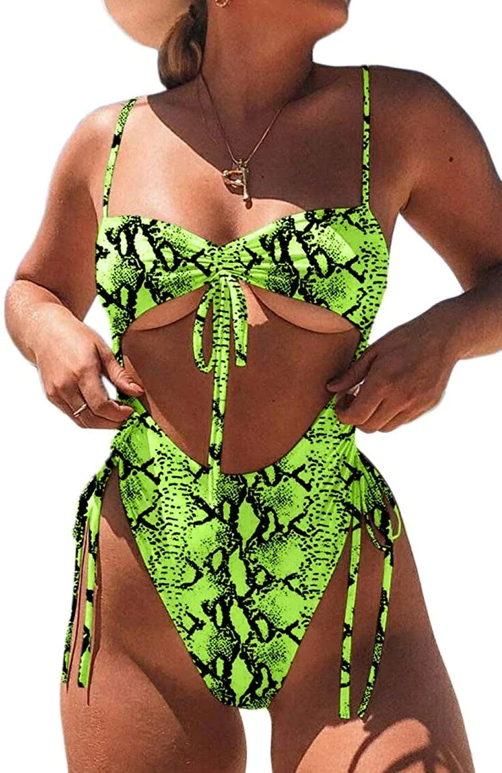 Womens Sexy High Waist One Piece Swimsuit Tummy Control Swimwear