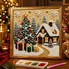 Christmas House Xmas Pearl Painting DIY Kit with Frame 30x30cm