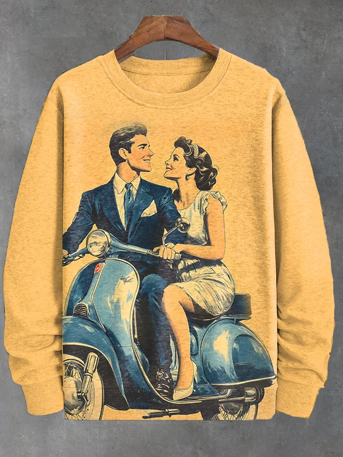 Men's Retro Nostalgic Electric Car Rome Vibe Art Casual Sweatshirt