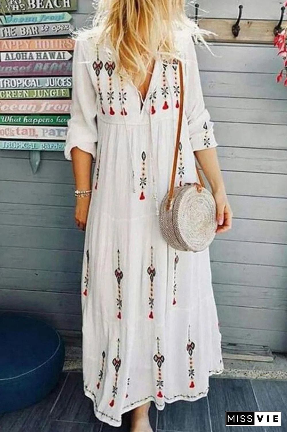 Spring Summer Casual Women Print Long Dress