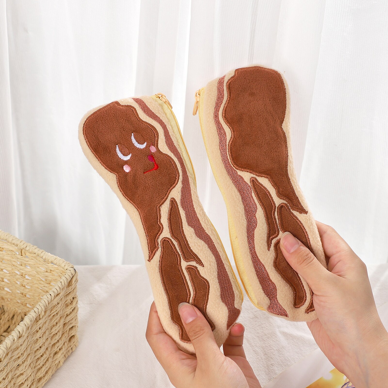 저널세이 귀여운 봉제 돼지 배 필통 창의적 대용량 지퍼 재미있는 학생용