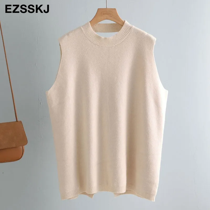 autumn winter OVERSIZE thick Sweater vest women sleeveless warm Sweater Pullovers Women female  o-neck LOOSE  sweater VEST