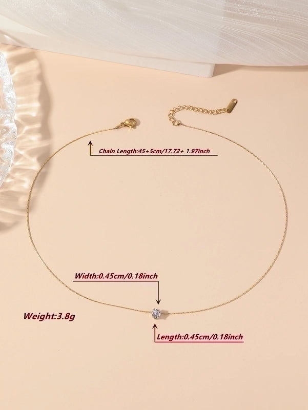 Elegant Classic Style Solid Color 304 Stainless Steel Zircon 18K Gold Plated Plating Inlay