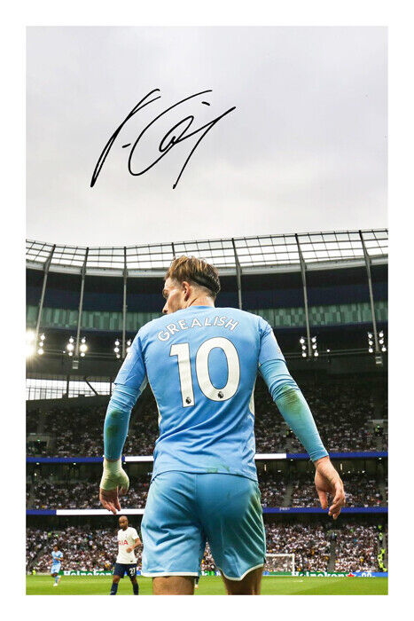 Jack Grealish Manchester City Signed A4 Autograph Photo Poster painting Print 2021/22