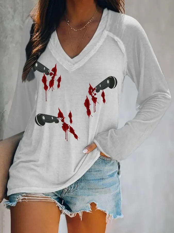 Women's V-Neck Long Sleeve T-Shirt