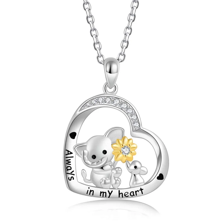 Always In My Heart Elephant Necklace For Mother And Daughter